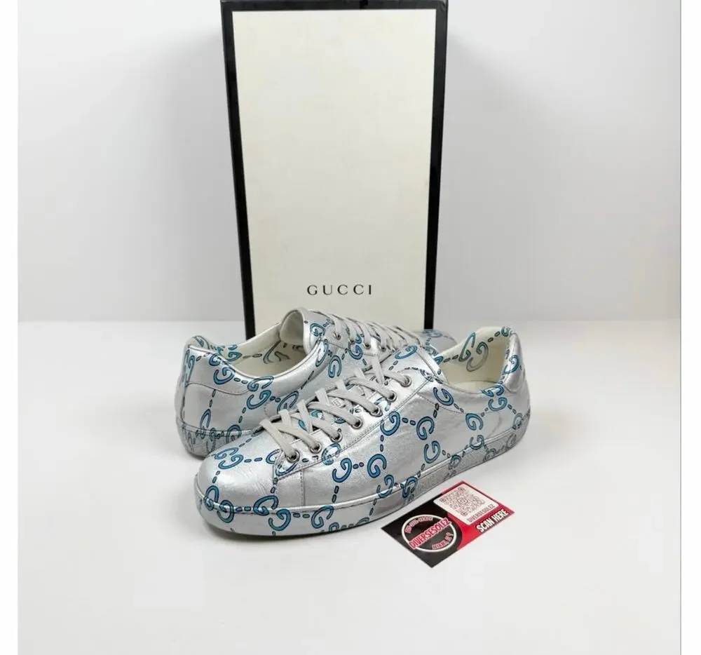 Size 11US - Gucci Ace GG Silver Ghost